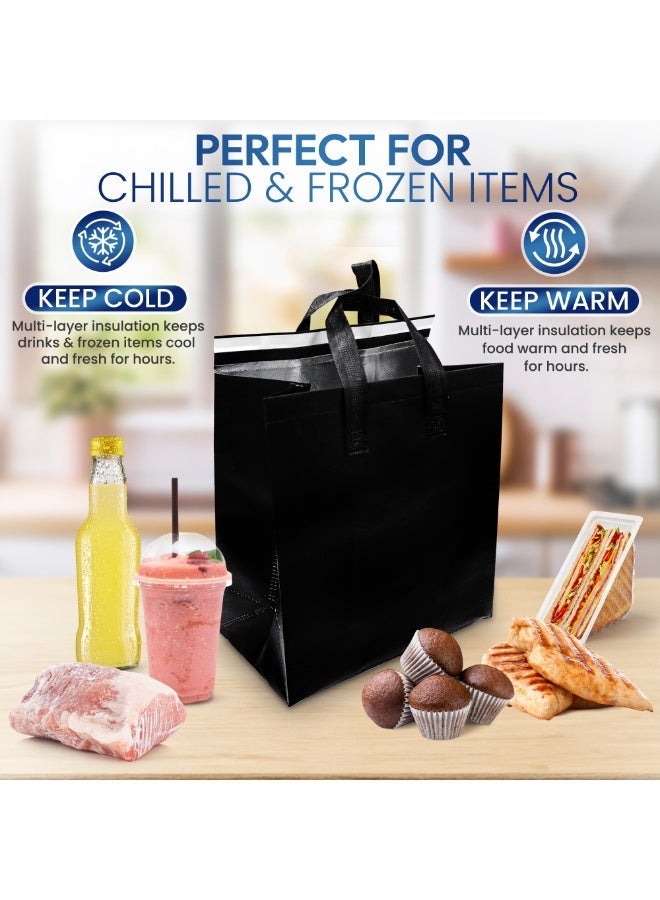 SNH Packing 25 Pack Black Insulated Food Bags 27x17x33 cm | Thermal Bags for Hot & Cold Food, Grocery Shopping & Delivery | Reusable Thermal Bag for Frozen Food, Groceries & Takeaway - Image 4